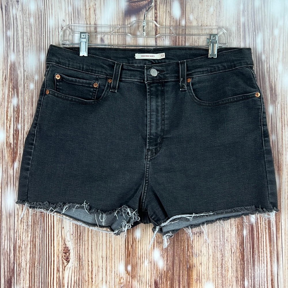 Levi’s Black Denim High Rise Shorts 33